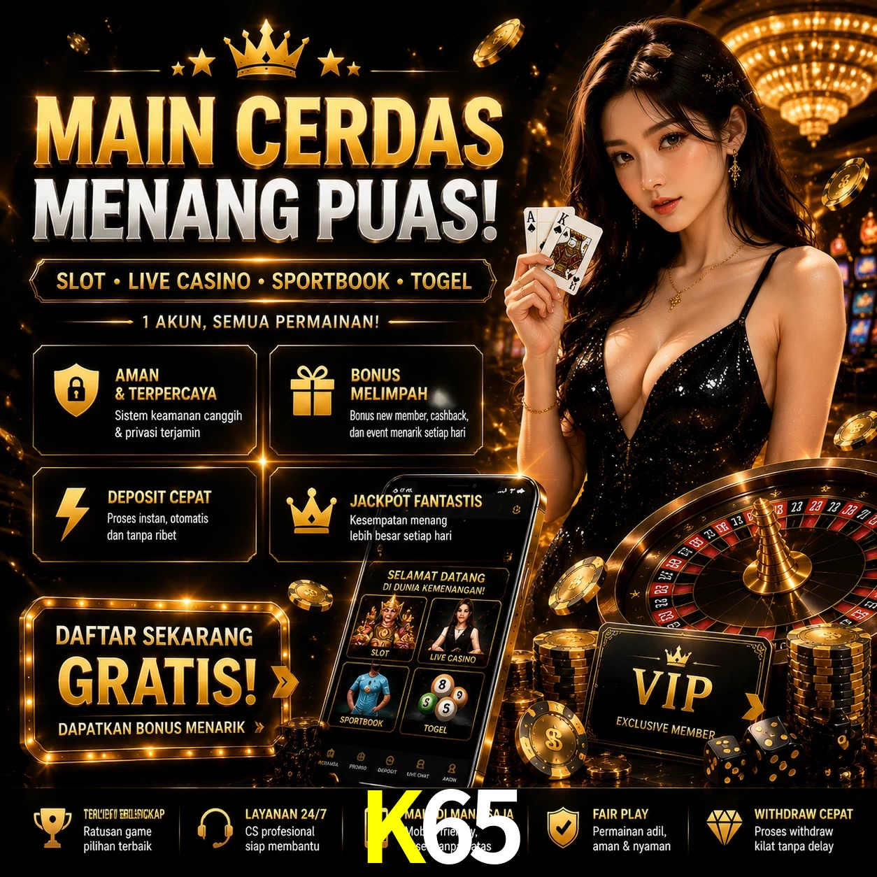 Slots no app K65 mobile